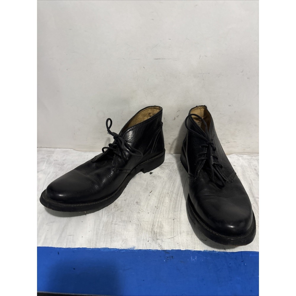 FRYE Paul Cap Toe Ankle Boot Olive Black Leather Mens 8.5 D Chukka Boot